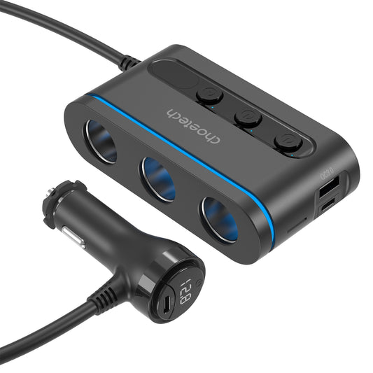 choetech-tc0021-3-sockets-2c-1a-cigarette-lighter-splitter-black www.mallsonline.com.au