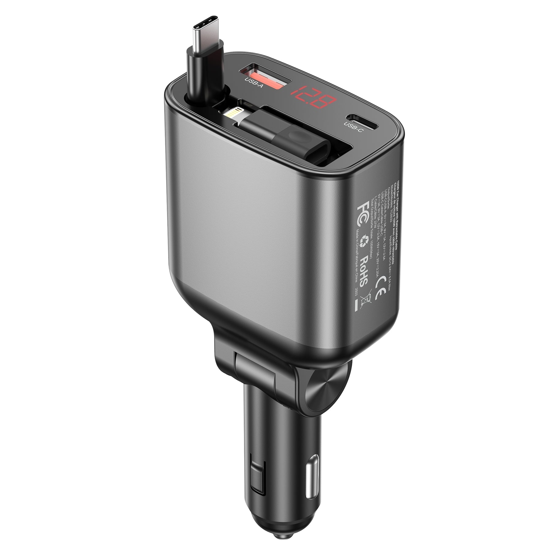 choetech-tc0033-105w-usb-c-usb-a-fast-car-charger-with-stretchable-usb-c-lightning-cables www.mallsonline.com.au