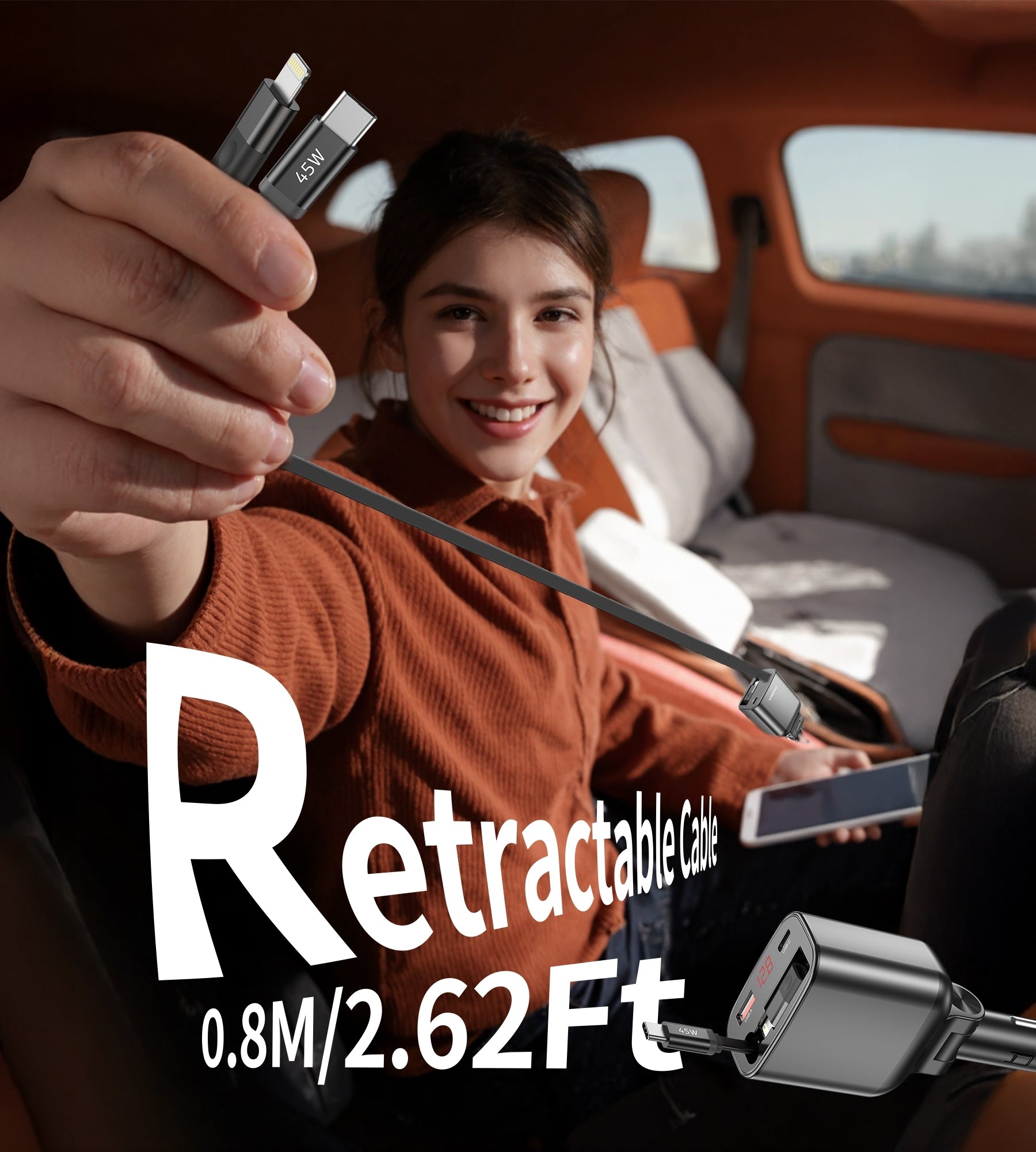 choetech-tc0033-105w-usb-c-usb-a-fast-car-charger-with-stretchable-usb-c-lightning-cables www.mallsonline.com.au