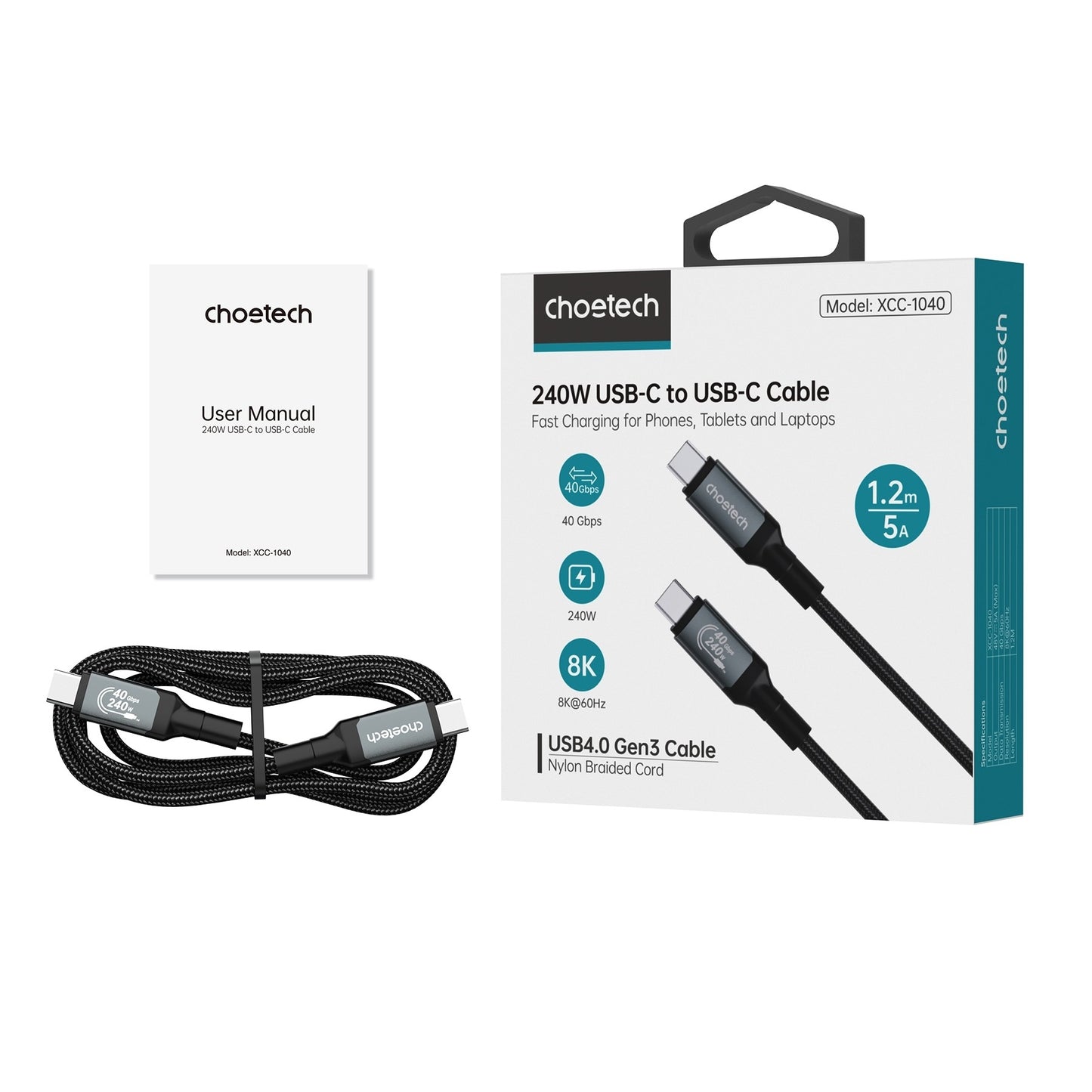 choetech-xcc-1040-usb-c-m-to-m-240w-super-fast-speed-gen3-cable-1-2m at www.mallsonline.com.au