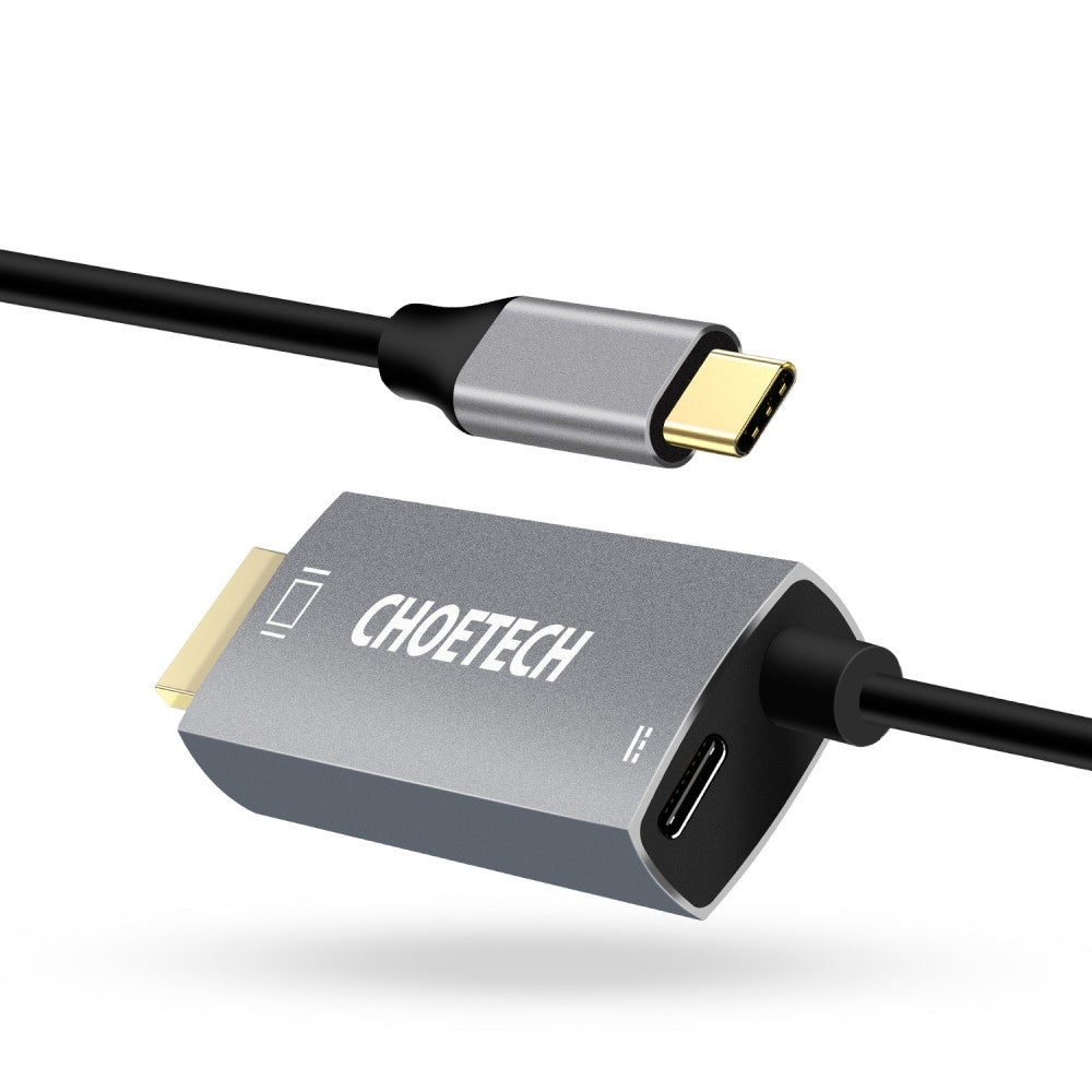 choetech-xch-m180-gy-v2-unidirectional-adapter-usb-c-male-to-hdmi-4k-60hz-male-pd100w-power-delivery-1-8m at www.mallsonline.com.au