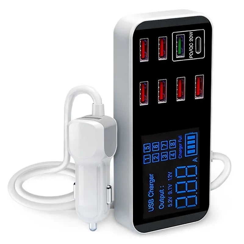 8-port-pd-qc3-0-car-charger-with-led-display www.mallsonline.com.au