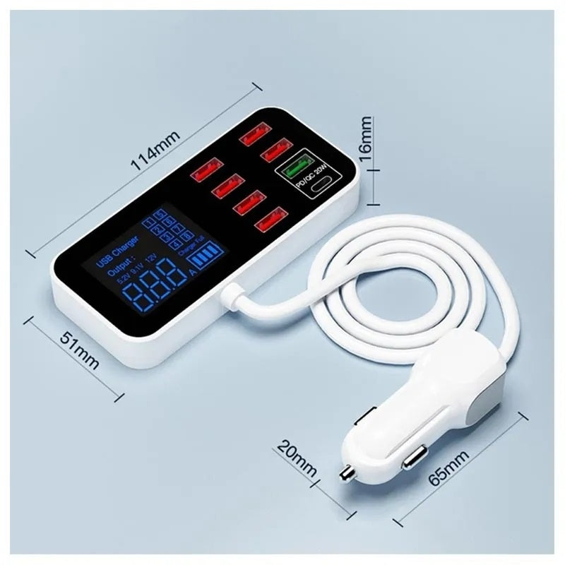 8-port-pd-qc3-0-car-charger-with-led-display www.mallsonline.com.au