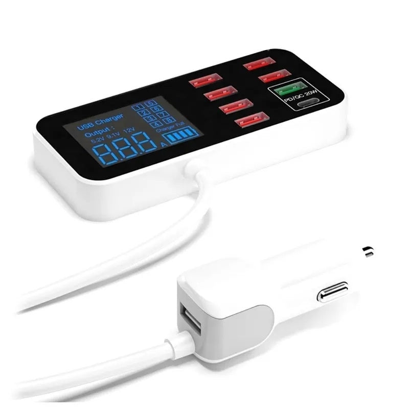 8-port-pd-qc3-0-car-charger-with-led-display www.mallsonline.com.au