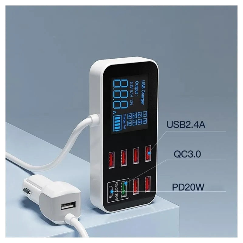 8-port-pd-qc3-0-car-charger-with-led-display www.mallsonline.com.au