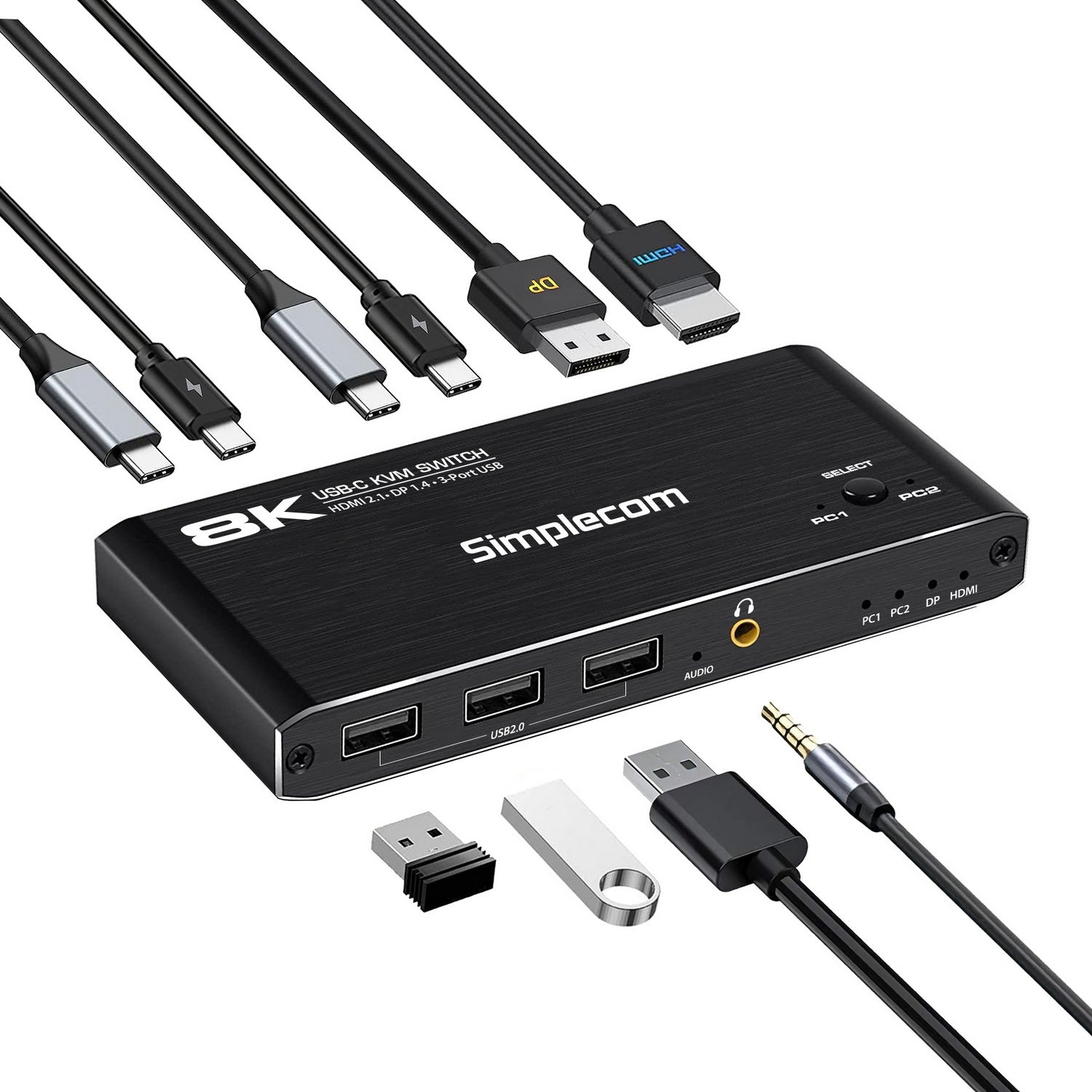 simplecom-km470-2-port-usb-c-kvm-switch-8k-docking-station-hdmi-2-1-dp-for-laptop-tablet at www.mallsonline.com.au