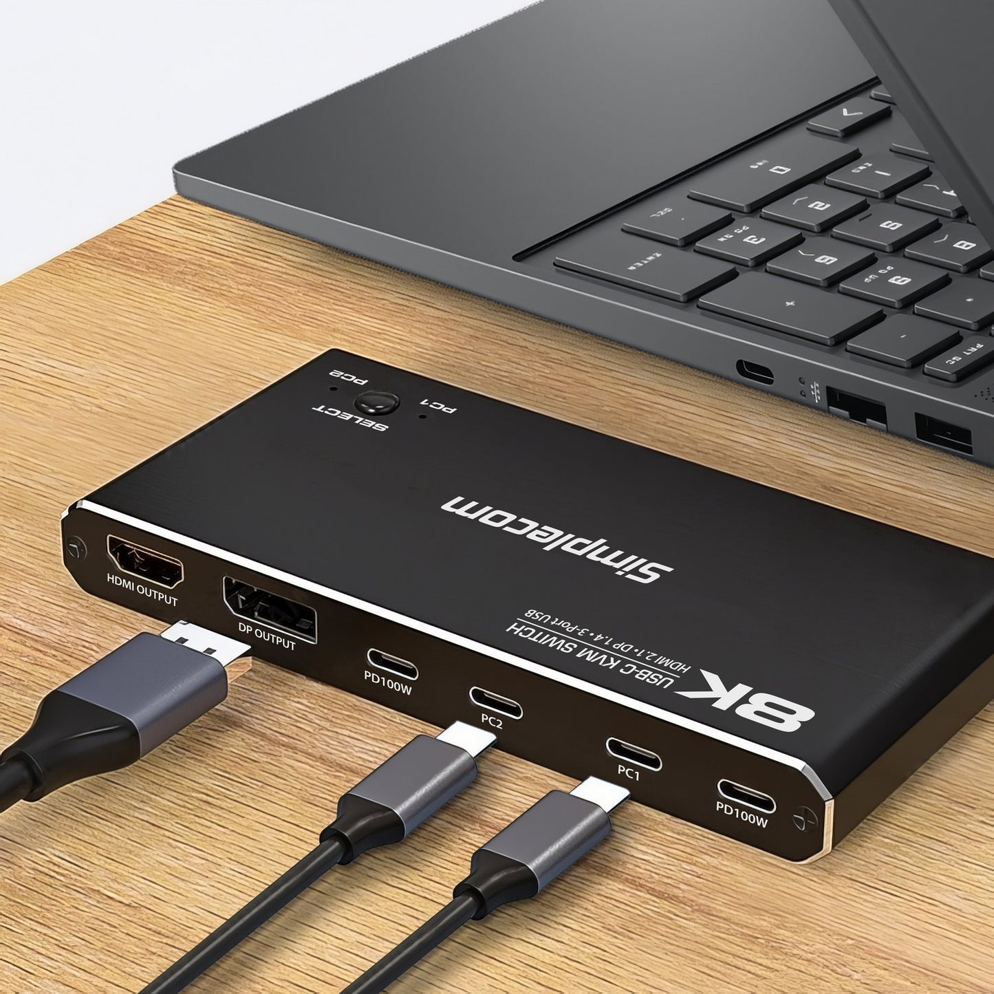 simplecom-km470-2-port-usb-c-kvm-switch-8k-docking-station-hdmi-2-1-dp-for-laptop-tablet at www.mallsonline.com.au