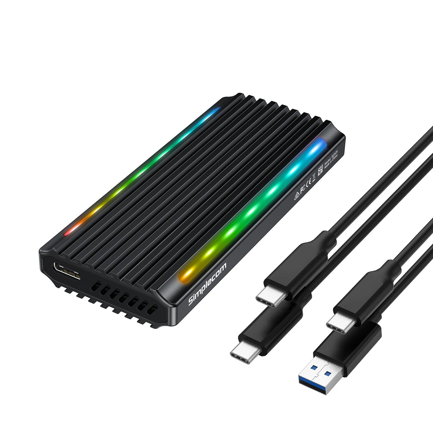 simplecom-se525-nvme-sata-m-2-ssd-usb-c-enclosure-with-rgb-light-usb-3-2-gen-2-10gbps at www.mallsonline.com.au