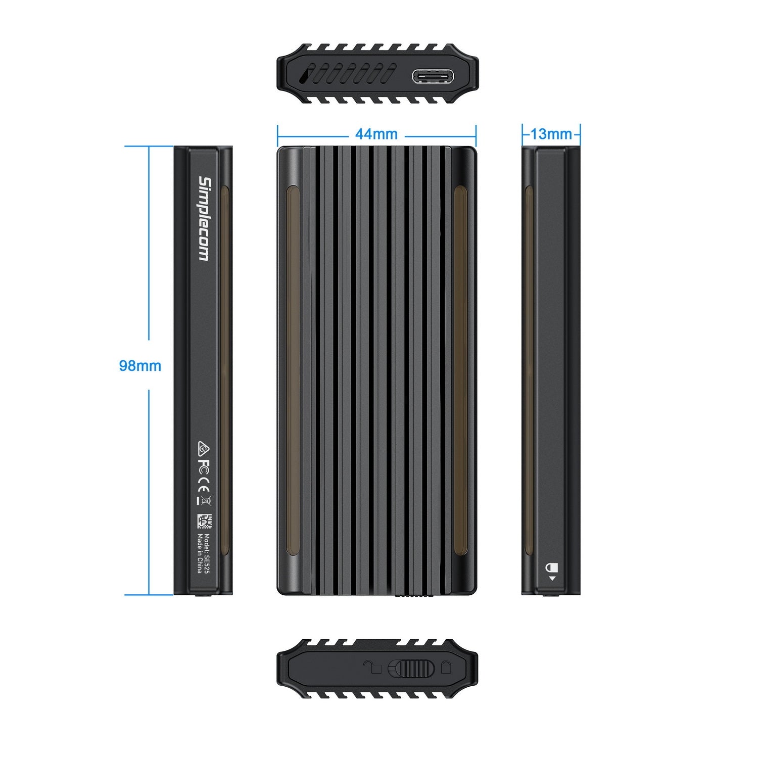 simplecom-se525-nvme-sata-m-2-ssd-usb-c-enclosure-with-rgb-light-usb-3-2-gen-2-10gbps at www.mallsonline.com.au