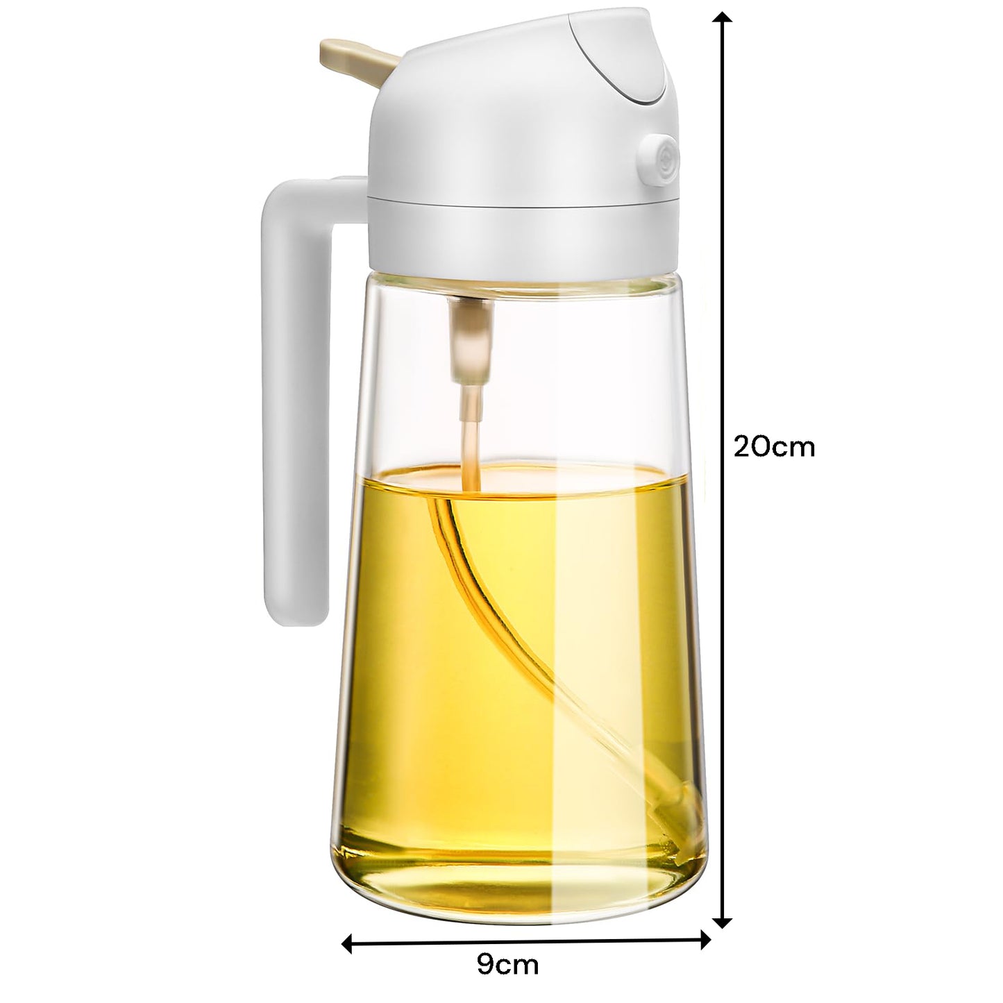 600ml 2 in 1 Glass Oil Sprayer Dispenser Spray - White