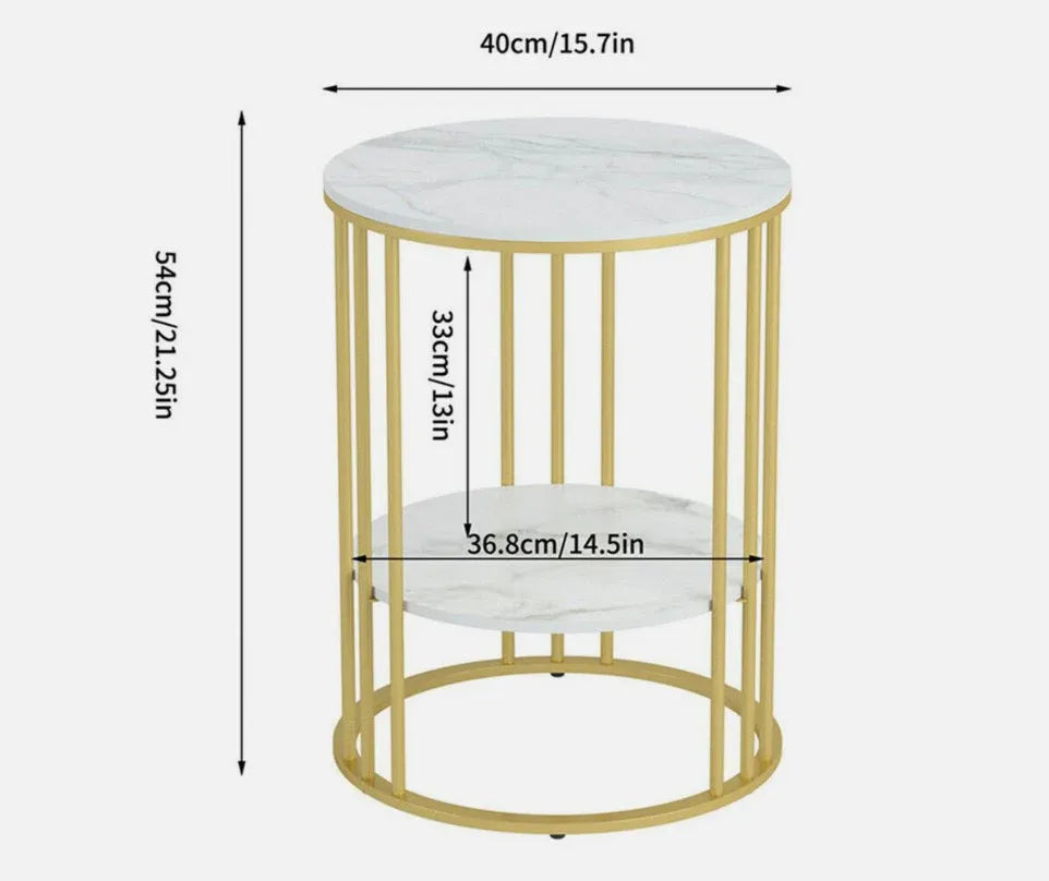 Interior Ave Cleo Gold Two Shelf Stone Side Table
