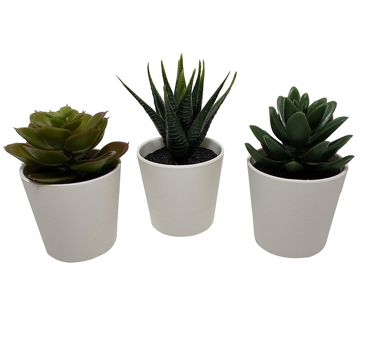 8 Pack of Artificial Succulent Potted Plants in White Plastic 6cm Pot Interior Decoration
