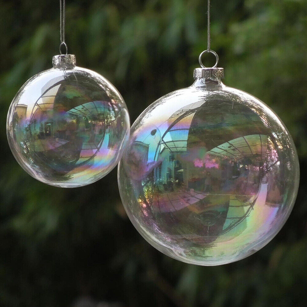 10-x-glass-bauble-8cm-diameter-round-clear-with-silver-cap-table-or-tree-centrepice-personal-memory-theme-craft-gift