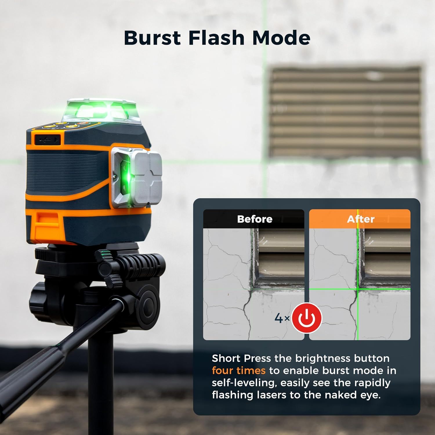 CIGMAN Laser Level CM-801 Laser Level Self Leveling 3x360Â°3D Green Cross Line for Decoration and Picture Hanging with Two Rechargeable Batteries, Remote Controller and Magnetic L-Shaped Bracket