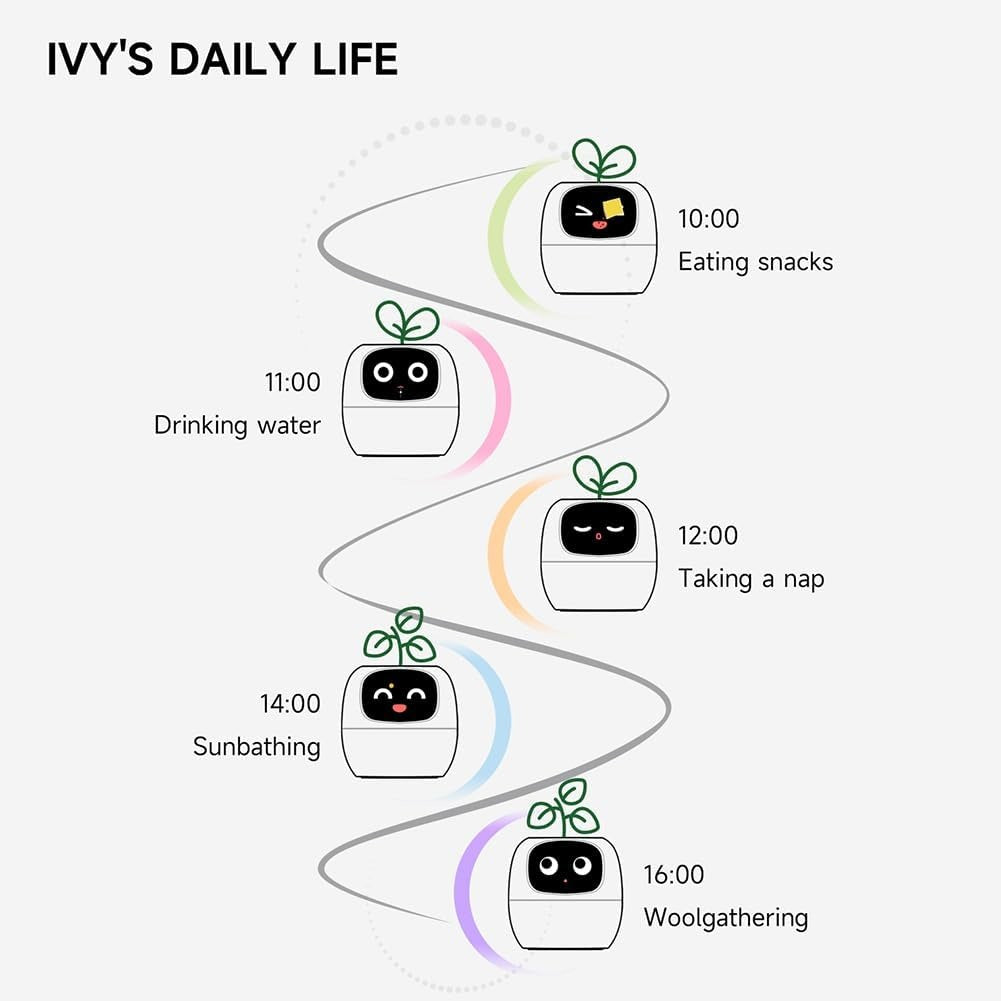 Intelligent Flower Pot, Electronic Bud, Maintenance Plant Assistant, Fun Interactive Flower Pot, Indoor Green Planting Monitoring, LCD Screen Display, Cell Phone APP Connection (Pink)