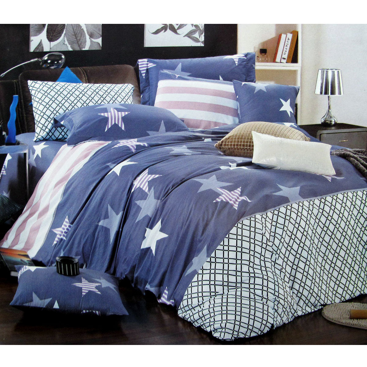 310TC Starry Love Cotton Printed Quilt Cover Set Single