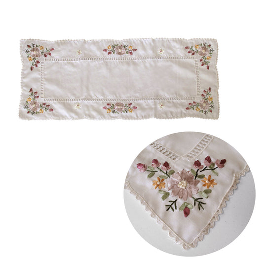 Victoriana Cream Applique Embroidered Table Runner 40 x 90 cm