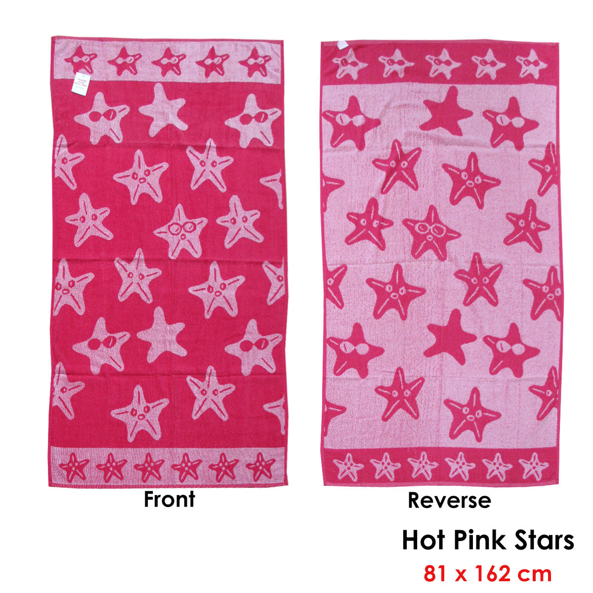 jacquard-velour-reversible-beach-towel-hot-pink-stars at www.mallsonline.com.au