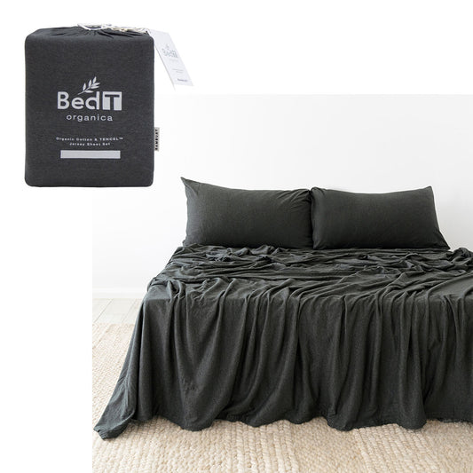 bedt-organica-jersey-cotton-blend-sheet-set-charcoal-queen at www.mallsonline.com.au