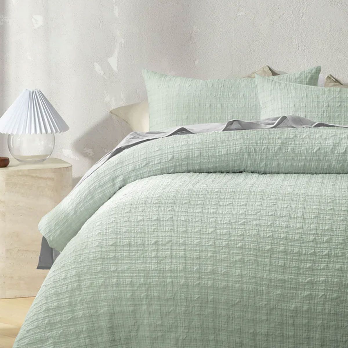 Accessorize Augusta Sage Crinkled Look Quilt Cover Set Single