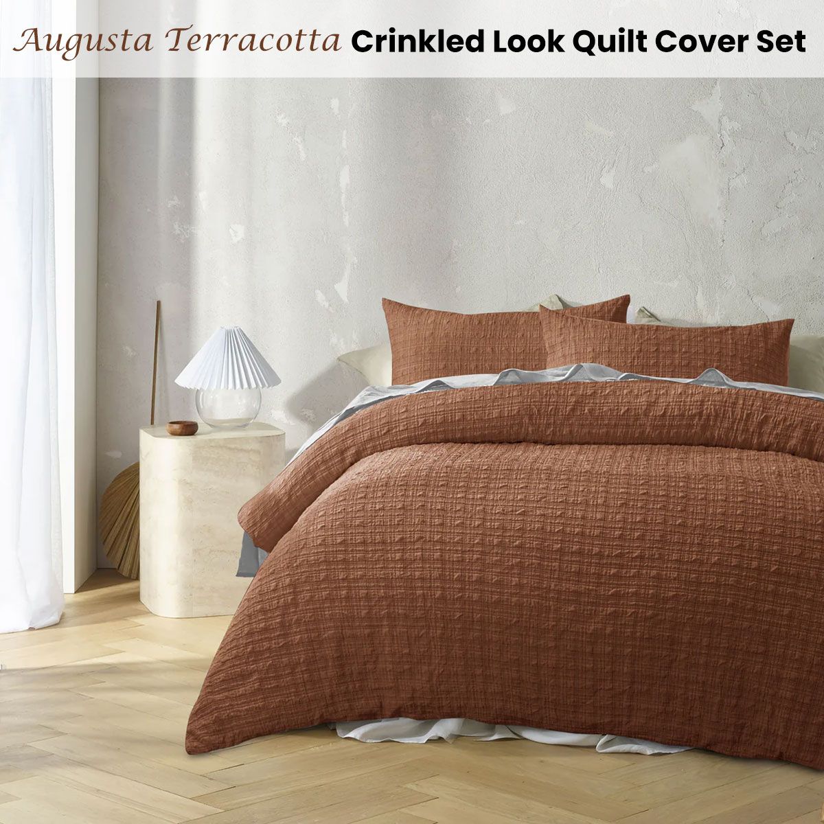 Accessorize Augusta Terracotta Crinkled Look Quilt Cover Set King