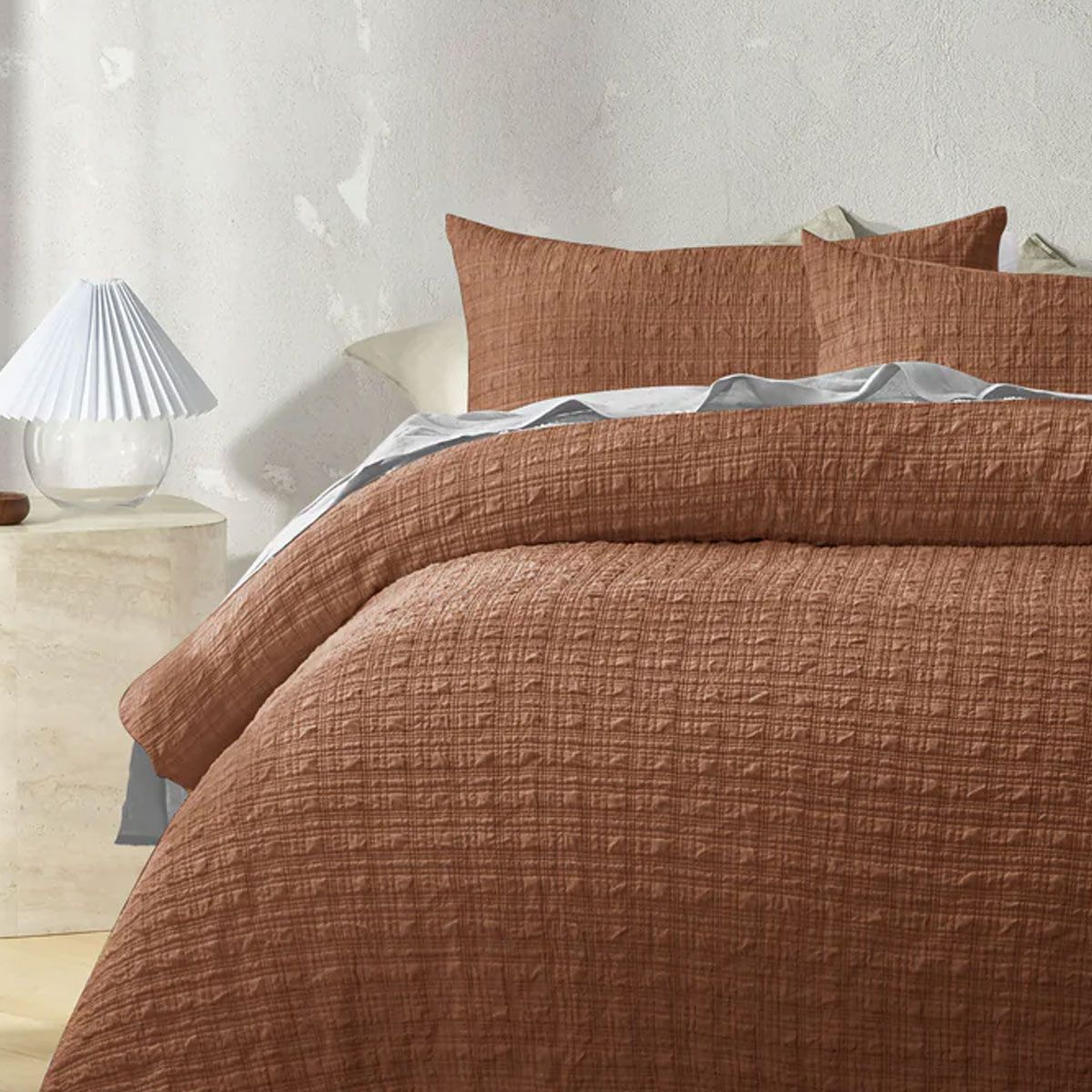 Accessorize Augusta Terracotta Crinkled Look Quilt Cover Set Single