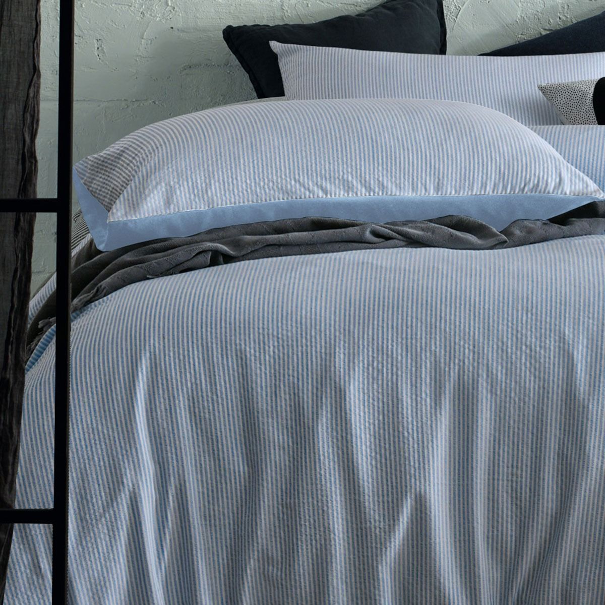 Accessorize Ripley Blue Striped Pattern Quilt Cover Set Single