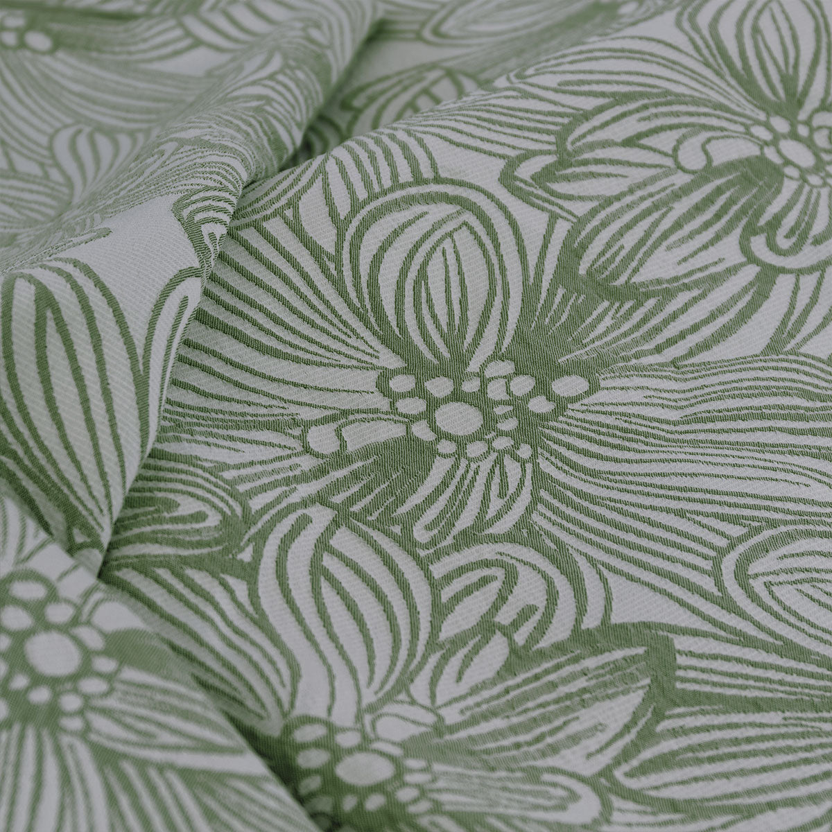 Ardor Avena Green Textured Floral Jacquard Quilt Cover Set Queen