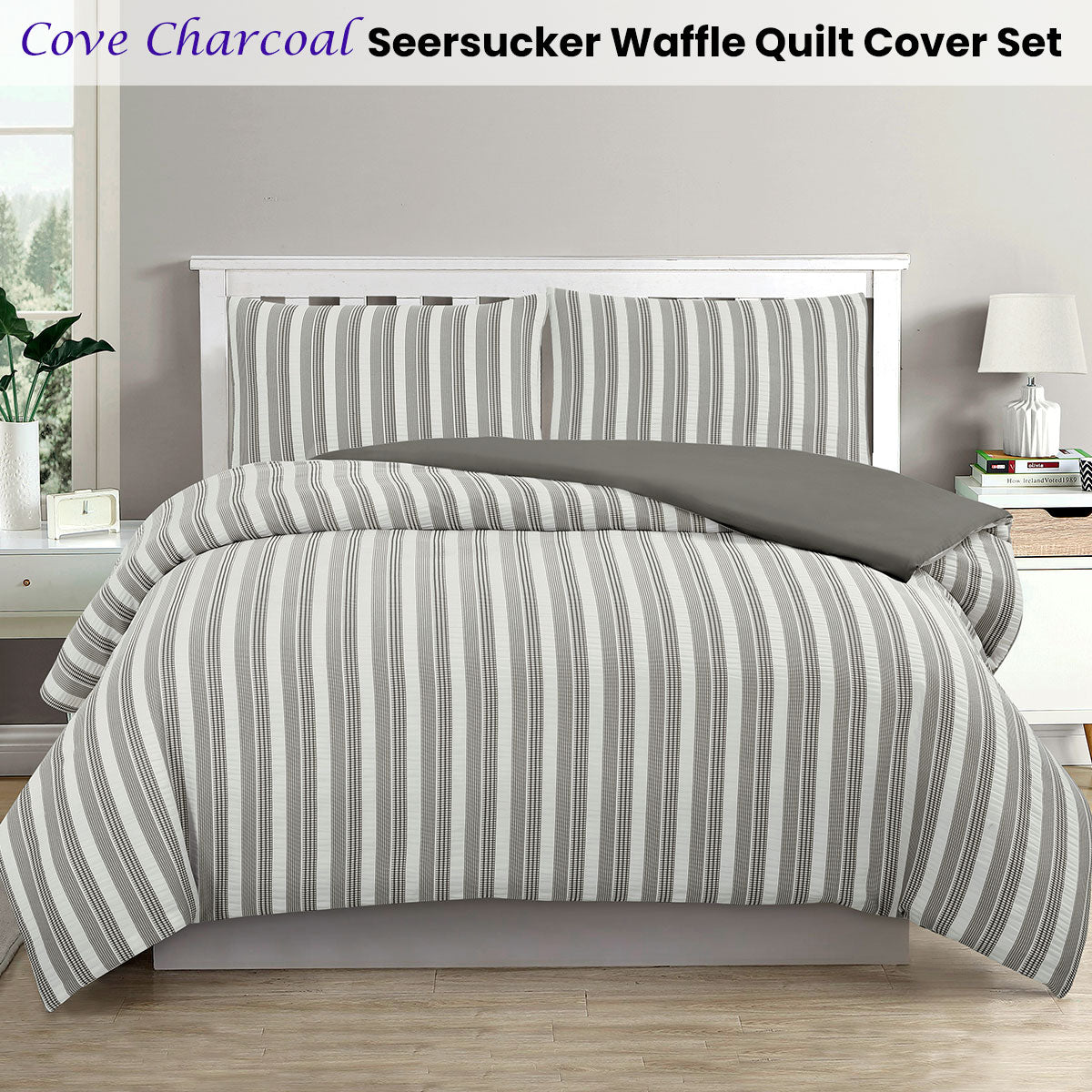 ardor-cove-charcoal-seersucker-waffle-quilt-cover-set-king at www.mallsonline.com.au