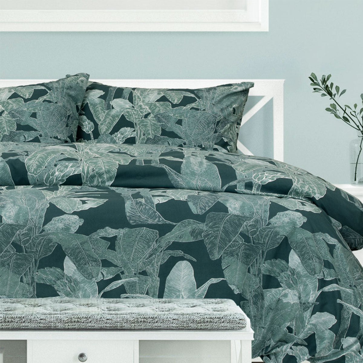 ardor-indra-teal-palm-leaf-printed-quilt-cover-set-queen www.mallsonline.com.au