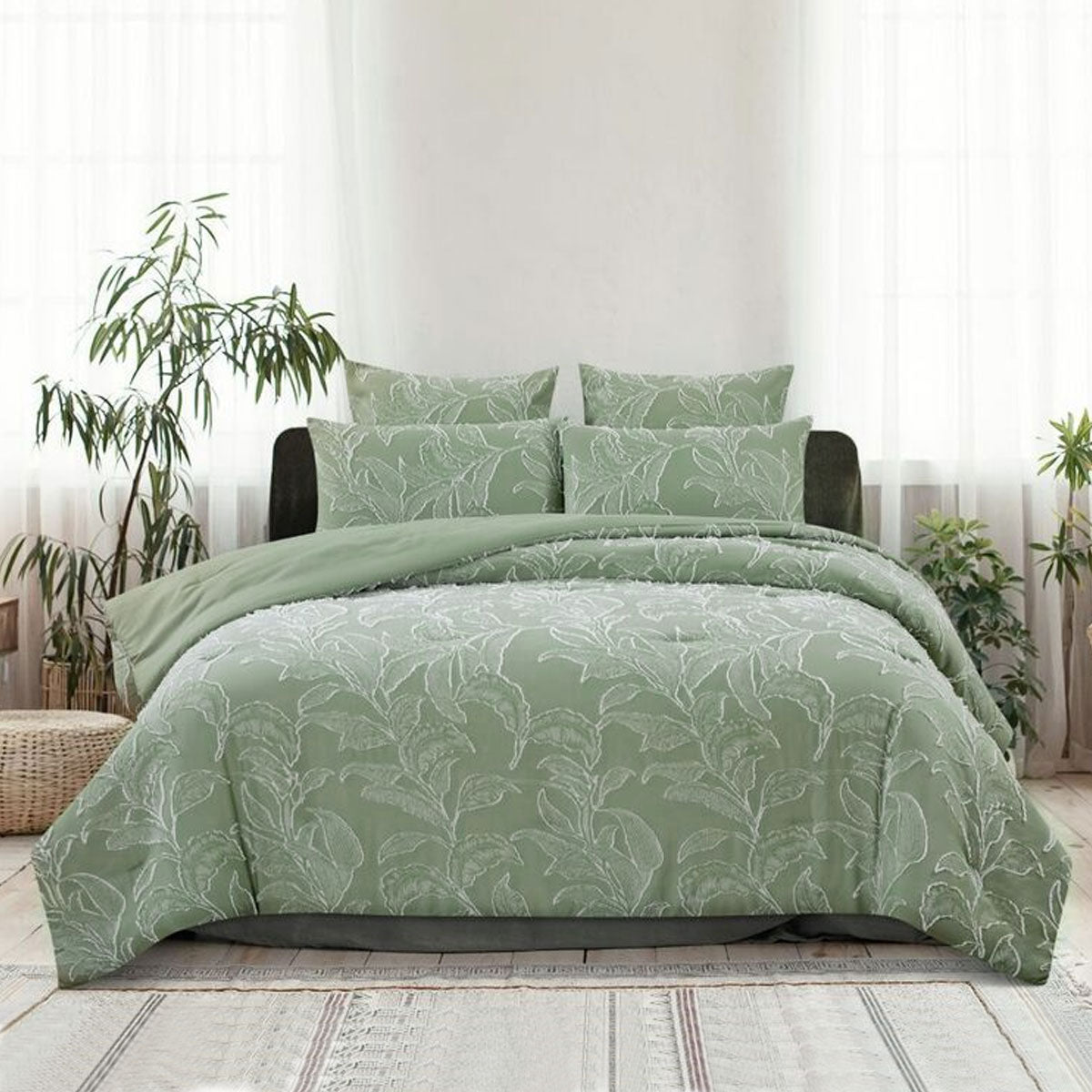 ardor-kiah-pale-olive-textured-clipped-jacquard-quilt-cover-set-king at www.mallsonline.com.au