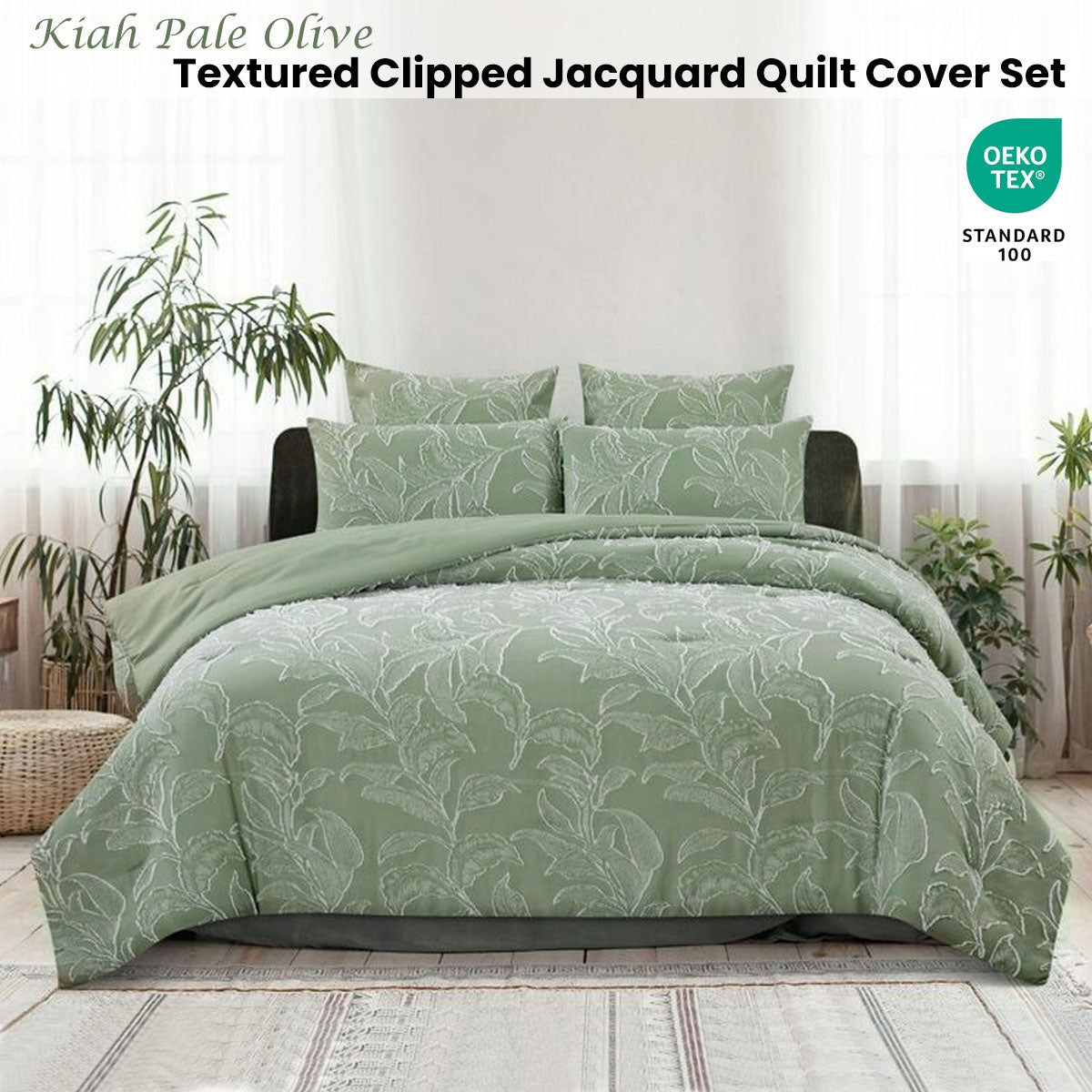 ardor-kiah-pale-olive-textured-clipped-jacquard-quilt-cover-set-king at www.mallsonline.com.au