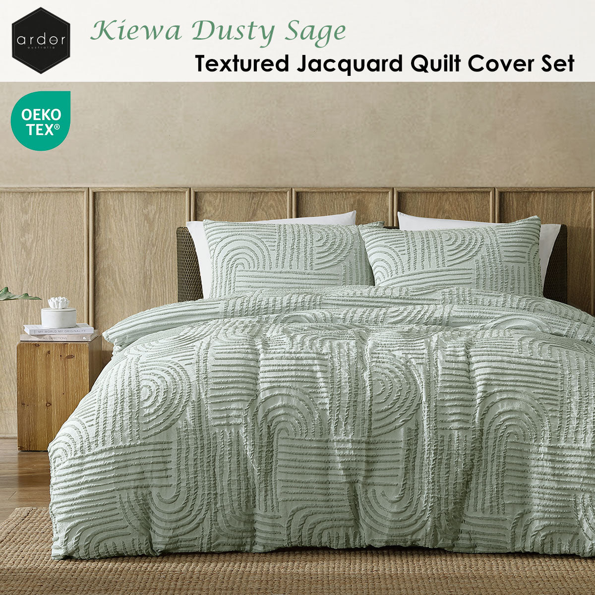 ardor-kiewa-dusty-sage-textured-jacquard-aztec-quilt-cover-set-queen www.mallsonline.com.au