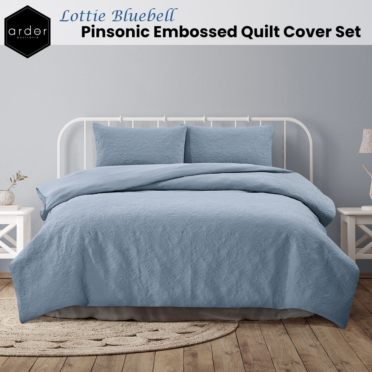 ardor-lottie-bluebell-pinsonic-embossed-quilt-cover-set-king at www.mallsonline.com.au