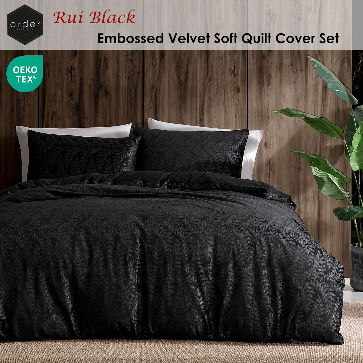 ardor-rui-black-embossed-velvet-soft-quilt-cover-set-queen www.mallsonline.com.au
