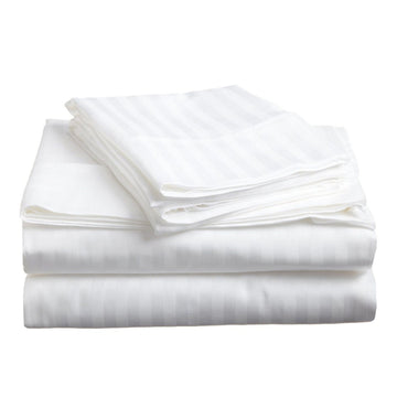 soft stripe microfibre sheet set queen white