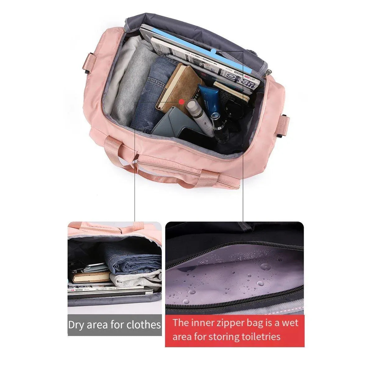 Unisex Waterproof Portable Travel Luggage Carry On Shoulder Hand Duffle Bag - Black