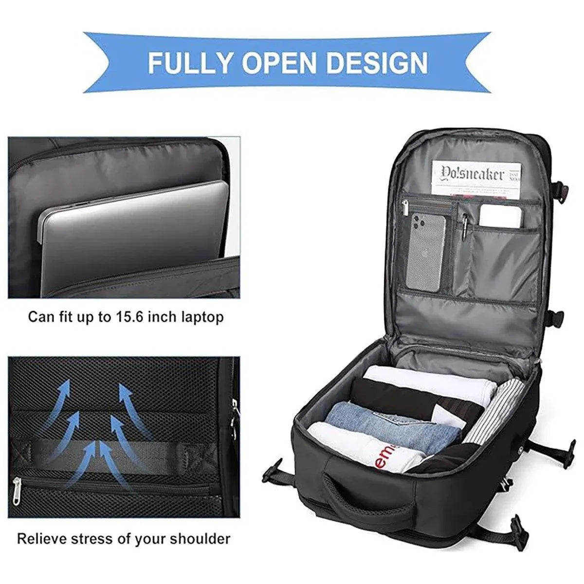 Waterproof Travel Backpack Outdoor Sports Shoulder Bag Hiking Camping Daypack - Blue