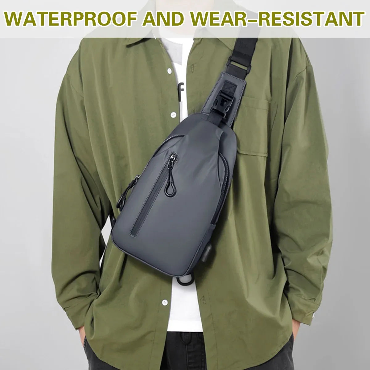 Large Capacity Chest Crossbody Bag Waterproof Durable for Travel Daily Use - Blue