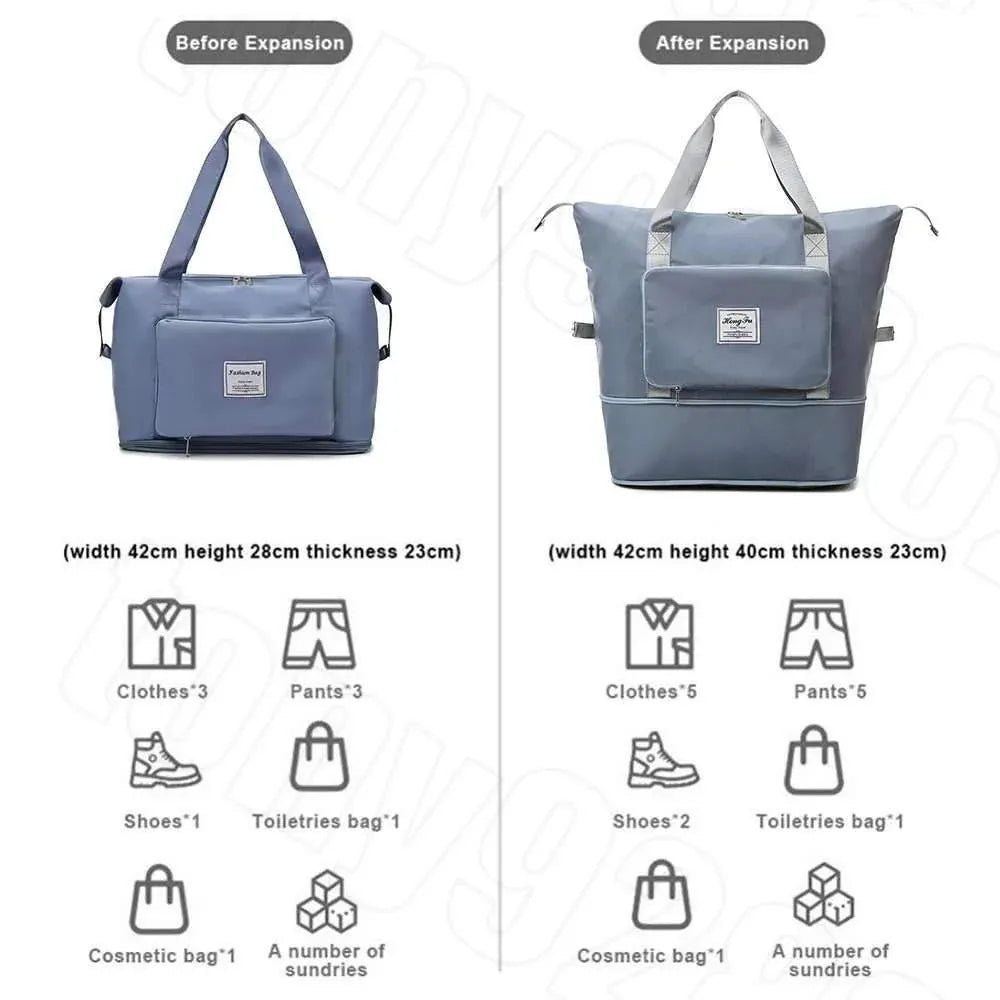 Large Capacity Travel Bag Foldable Luggage Tote Lightweight Storage Duffel Bag - Purple