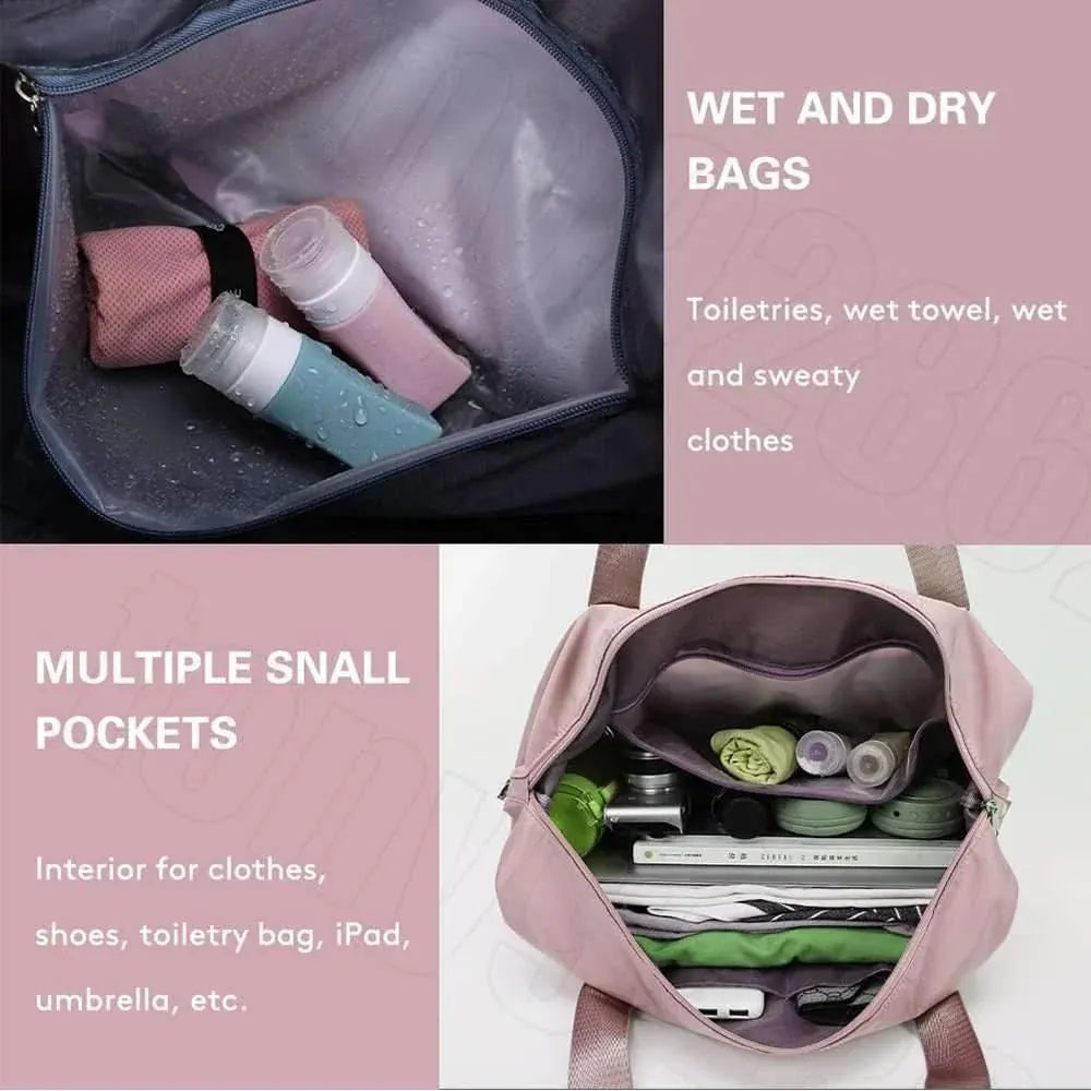 Large Capacity Travel Bag Foldable Luggage Tote Lightweight Storage Duffel Bag - Purple