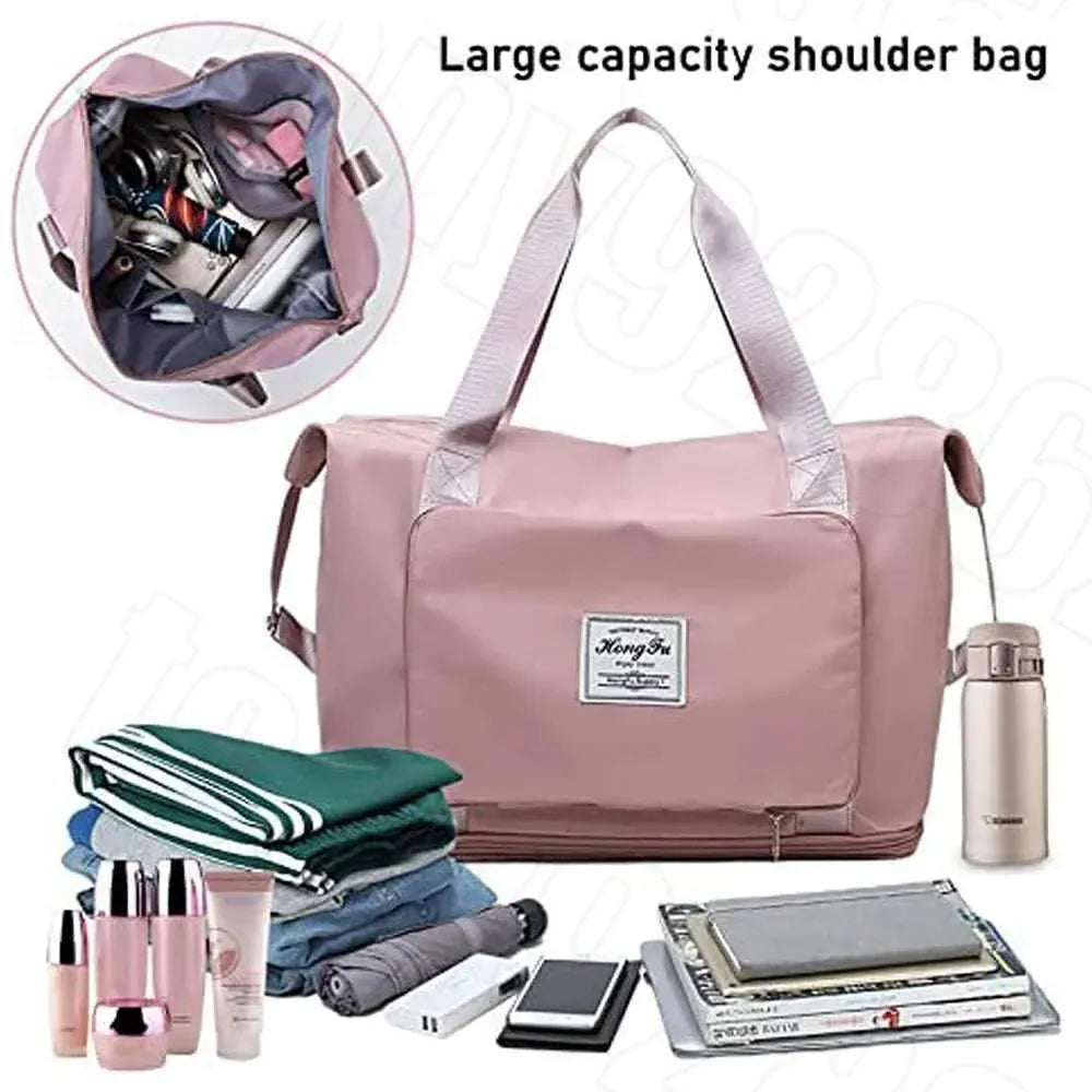 Large Capacity Travel Bag Foldable Luggage Tote Lightweight Storage Duffel Bag - Purple