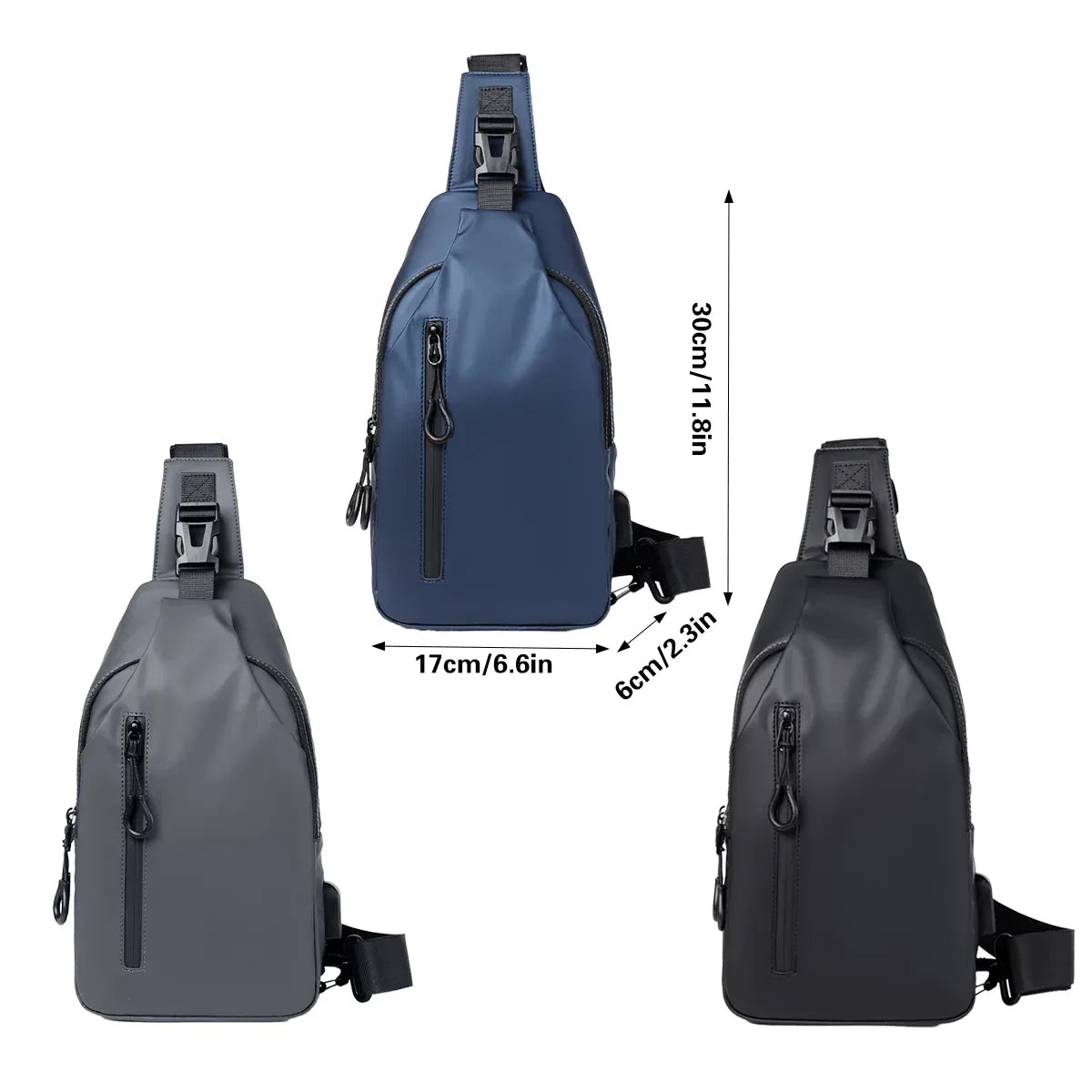 Large Capacity Chest Crossbody Bag Waterproof Durable for Travel Daily Use - Grey
