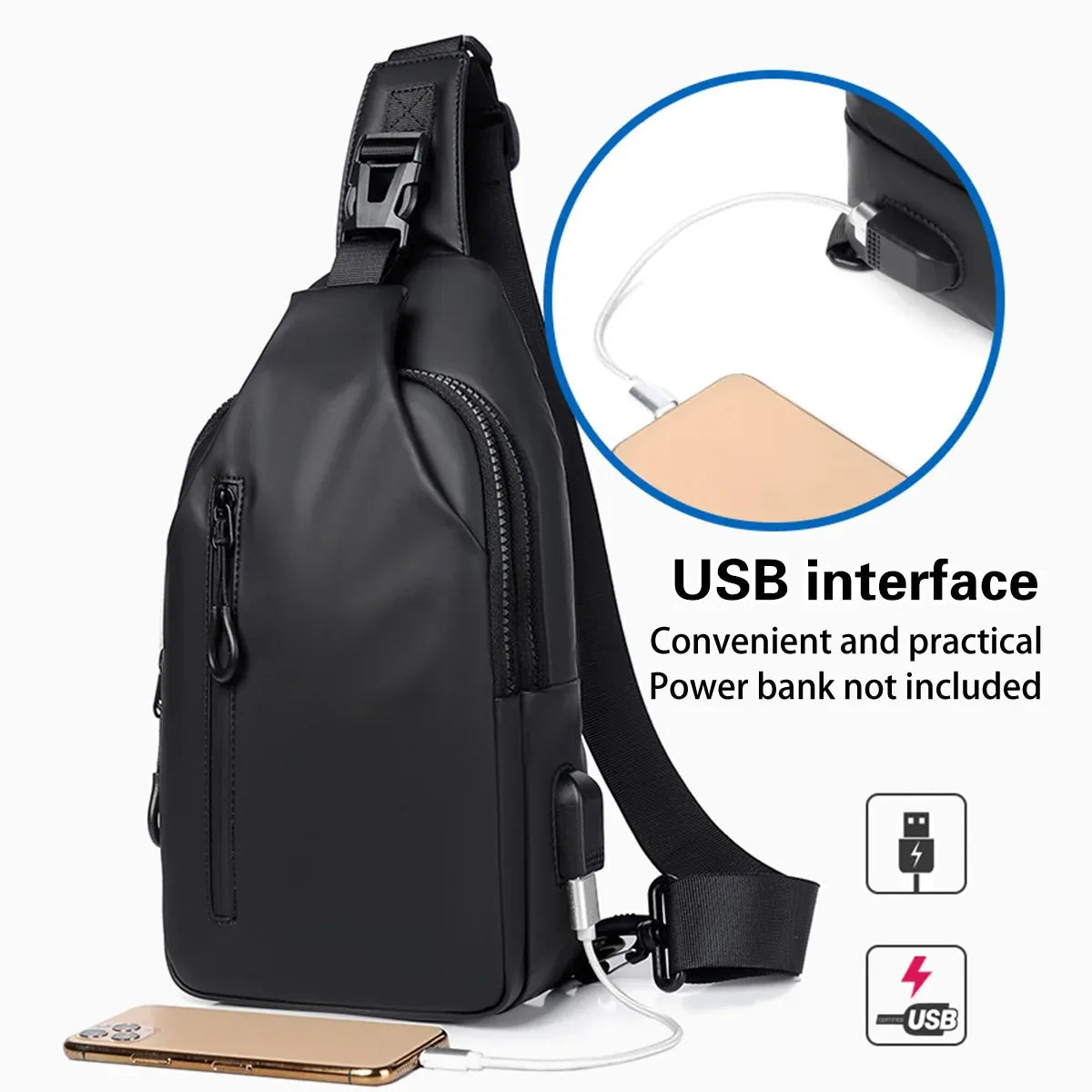 Large Capacity Chest Crossbody Bag Waterproof Durable for Travel Daily Use - Grey