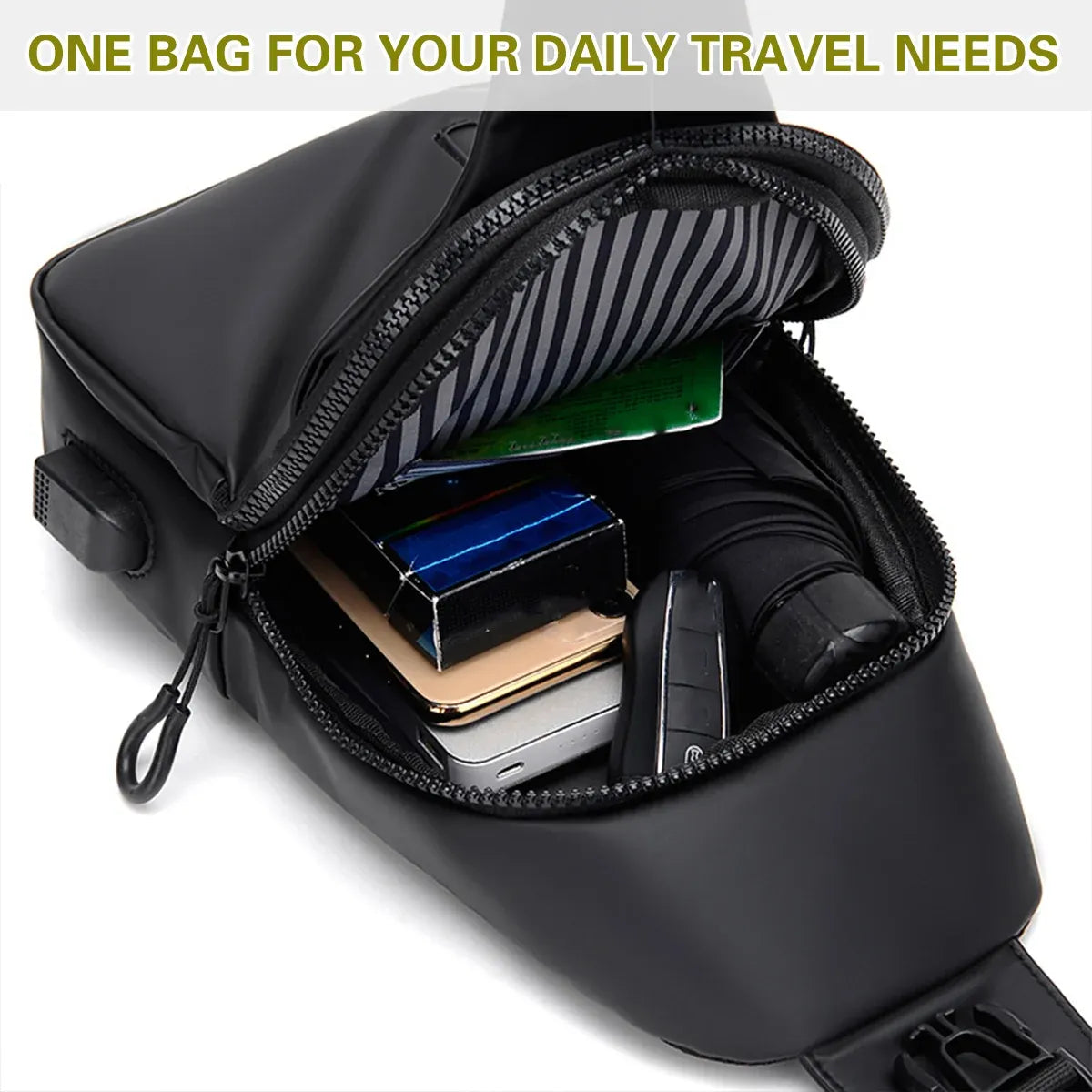 Large Capacity Chest Crossbody Bag Waterproof Durable for Travel Daily Use - Grey