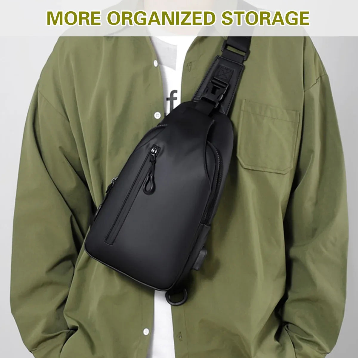 Large Capacity Chest Crossbody Bag Waterproof Durable for Travel Daily Use - Grey