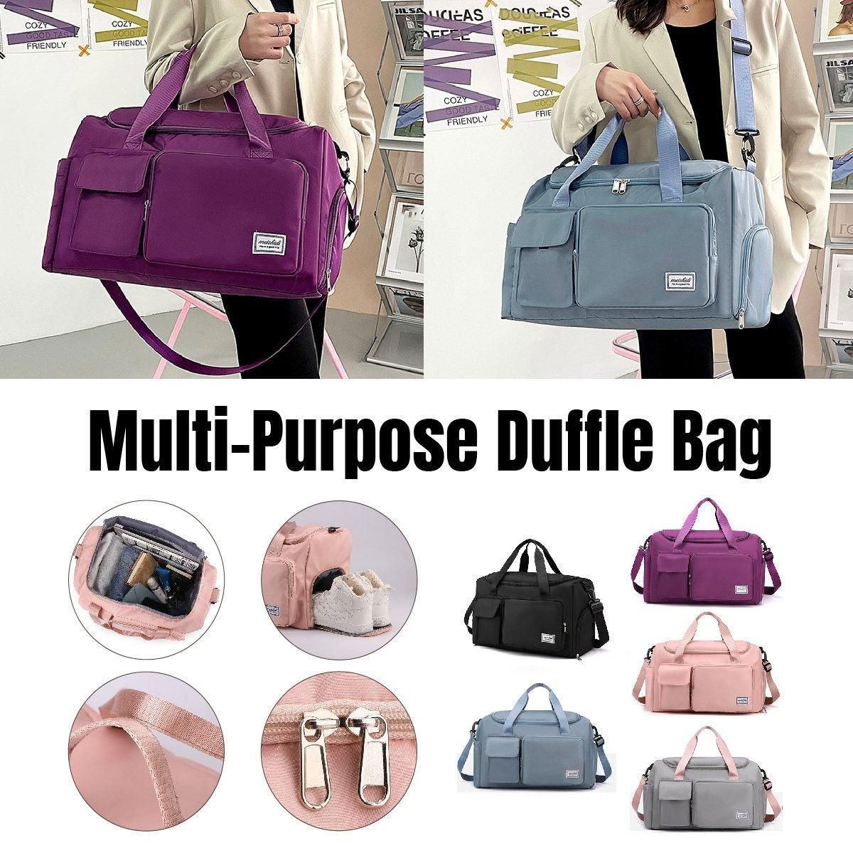 Unisex Waterproof Portable Travel Luggage Carry On Shoulder Hand Duffle Bag - Pink