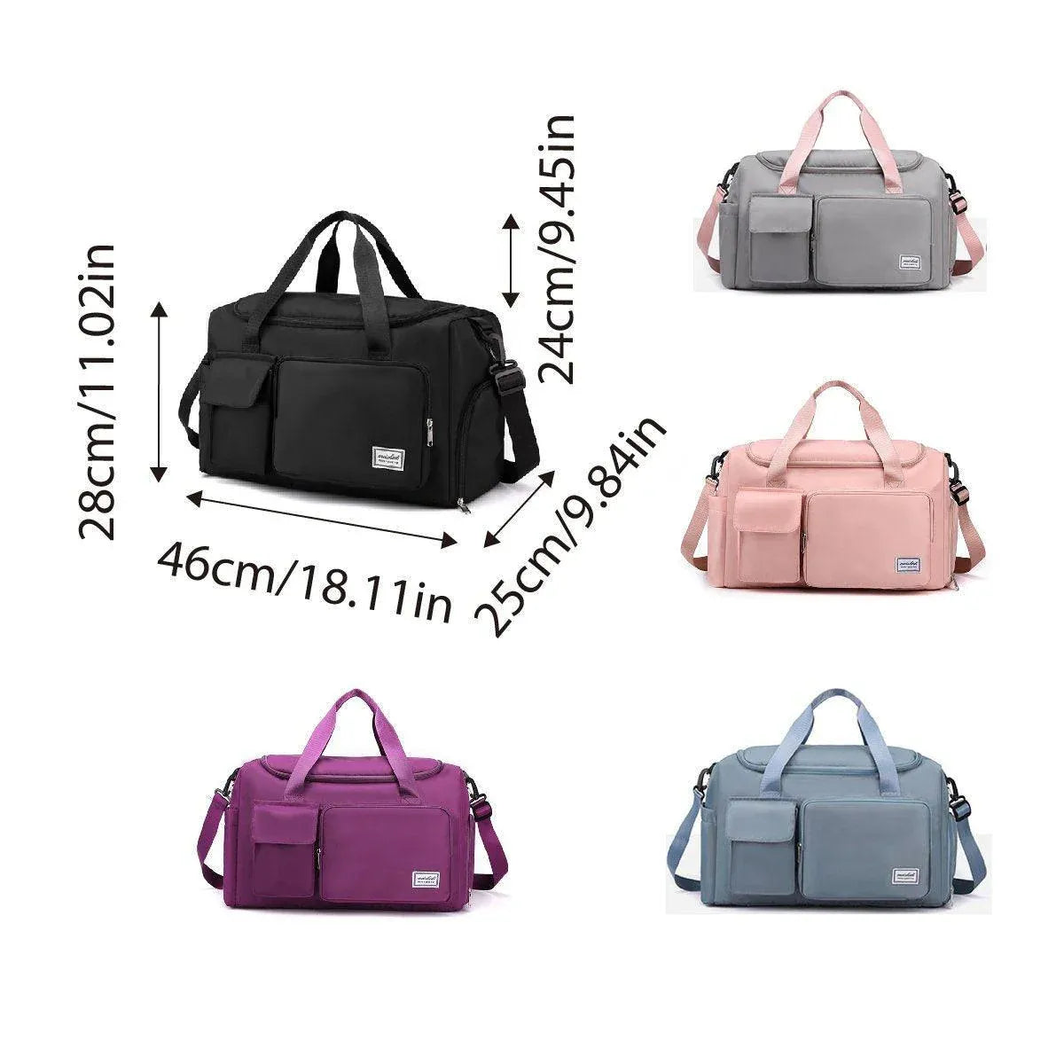 Unisex Waterproof Portable Travel Luggage Carry On Shoulder Hand Duffle Bag - Pink