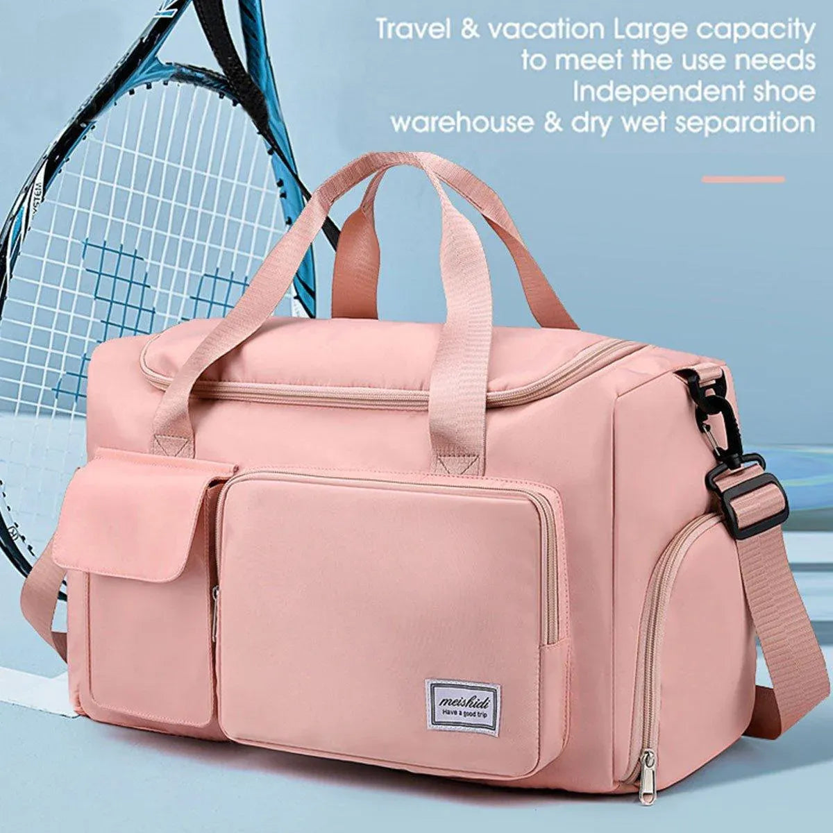 Unisex Waterproof Portable Travel Luggage Carry On Shoulder Hand Duffle Bag - Pink