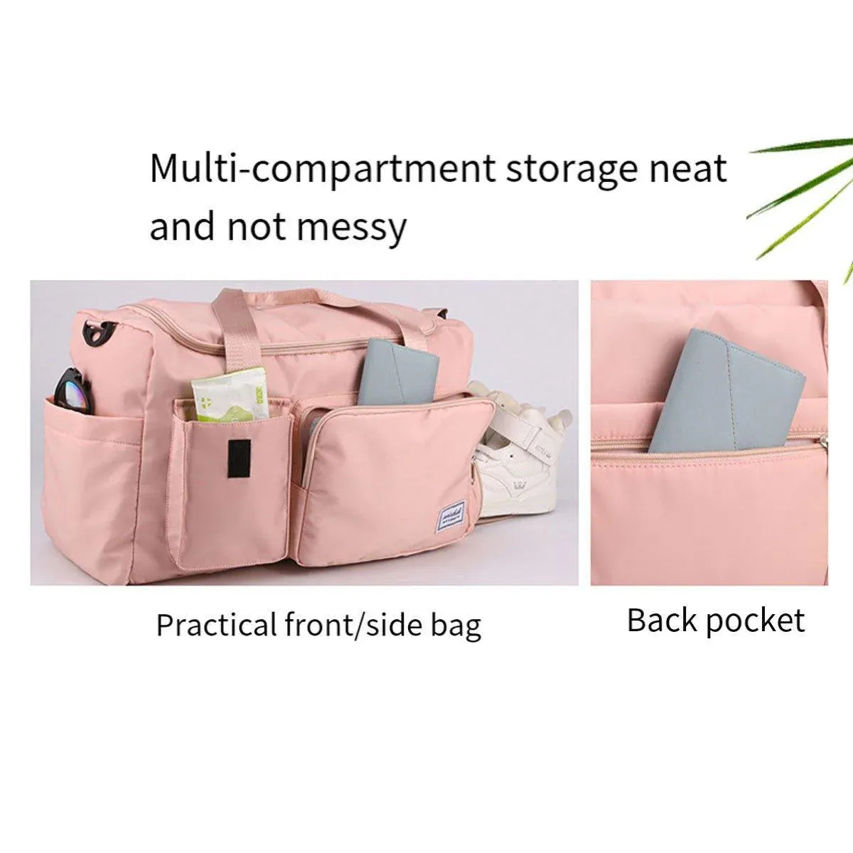 Unisex Waterproof Portable Travel Luggage Carry On Shoulder Hand Duffle Bag - Pink